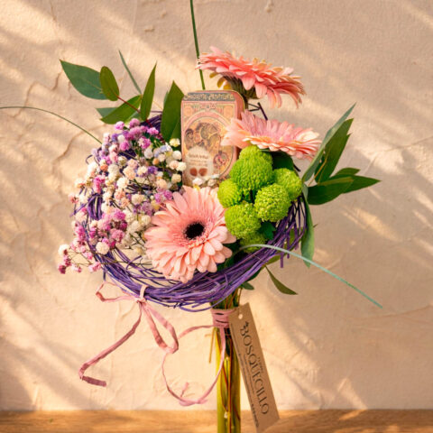 Bouquet con hojas de chocolate