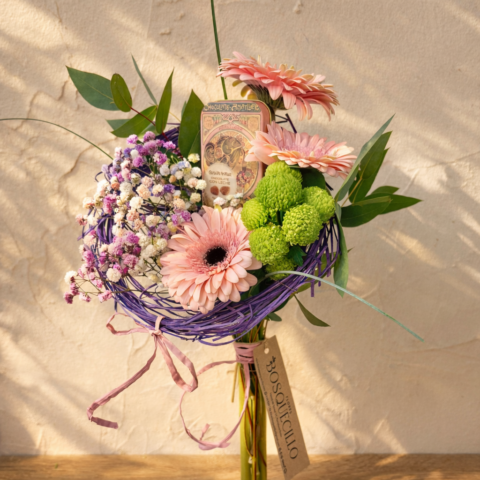 Bouquet gerberas y hojas de choco