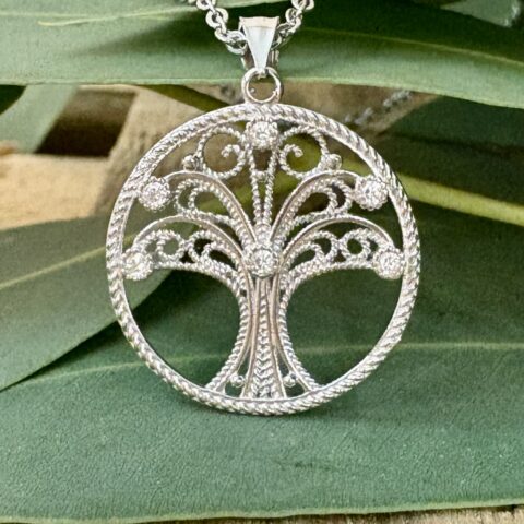 Árbol de la vida en plata con circonitas