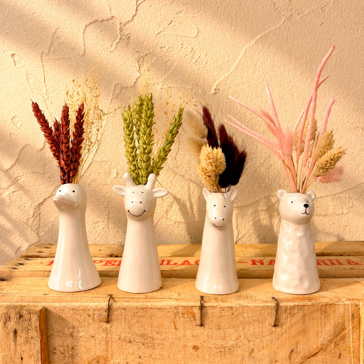 Florericos de animalicos con flores preservadas